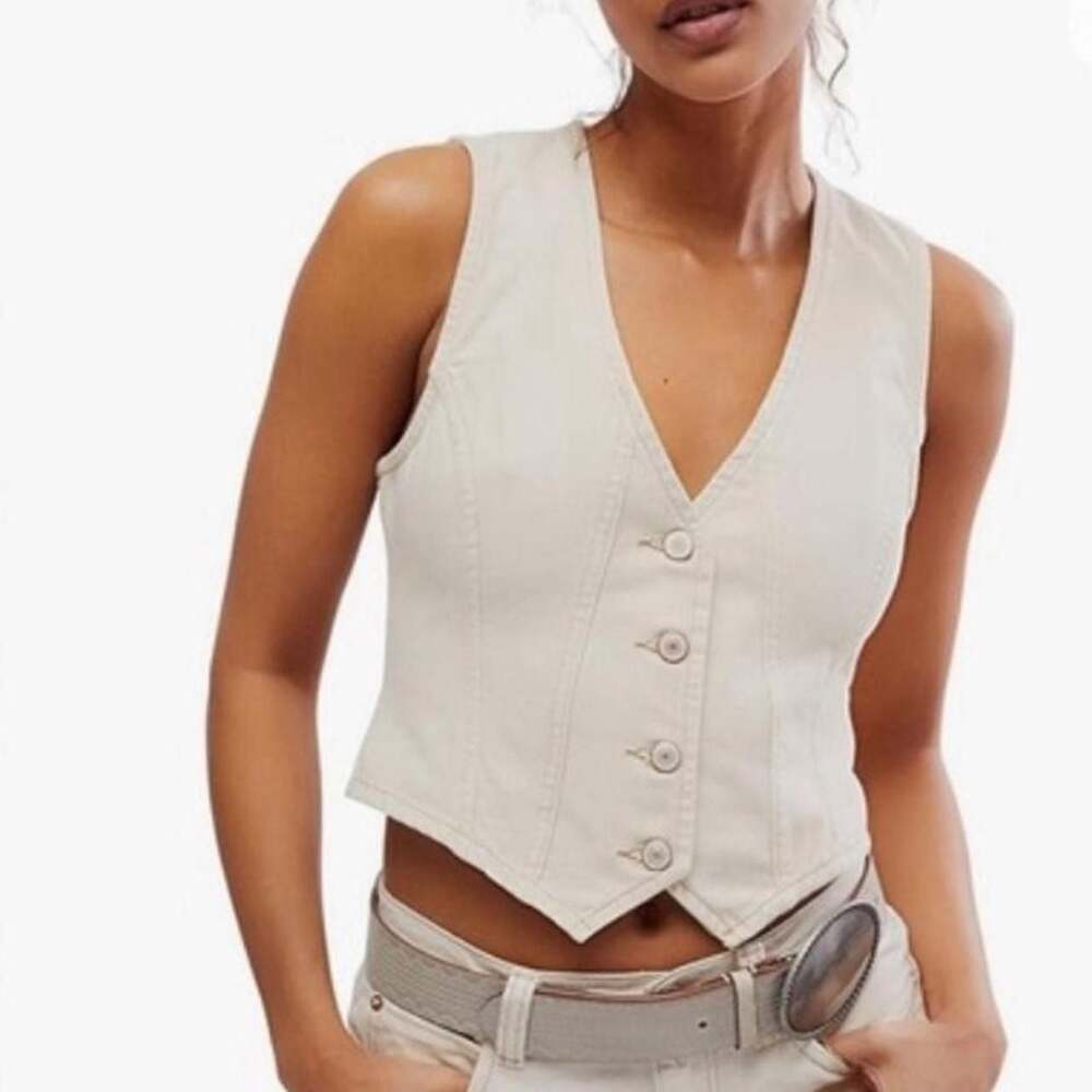 Free People Tate Denim Vest Size Small